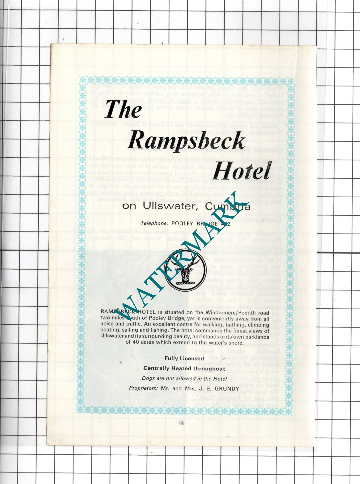 The Rampsbeck Hotel Pooley Bridge Cumbria Grundy - c.1975 Advert