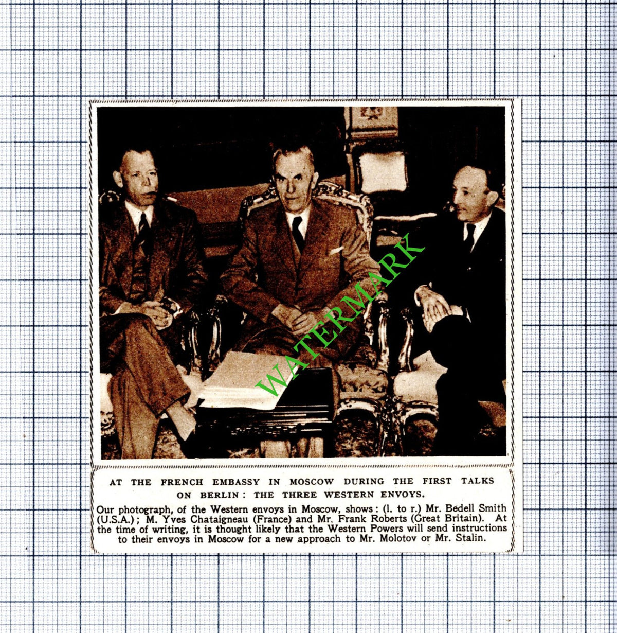 Mr Bedell Smith Yves Chataigneau Frank Roberts - 1948 Cutting