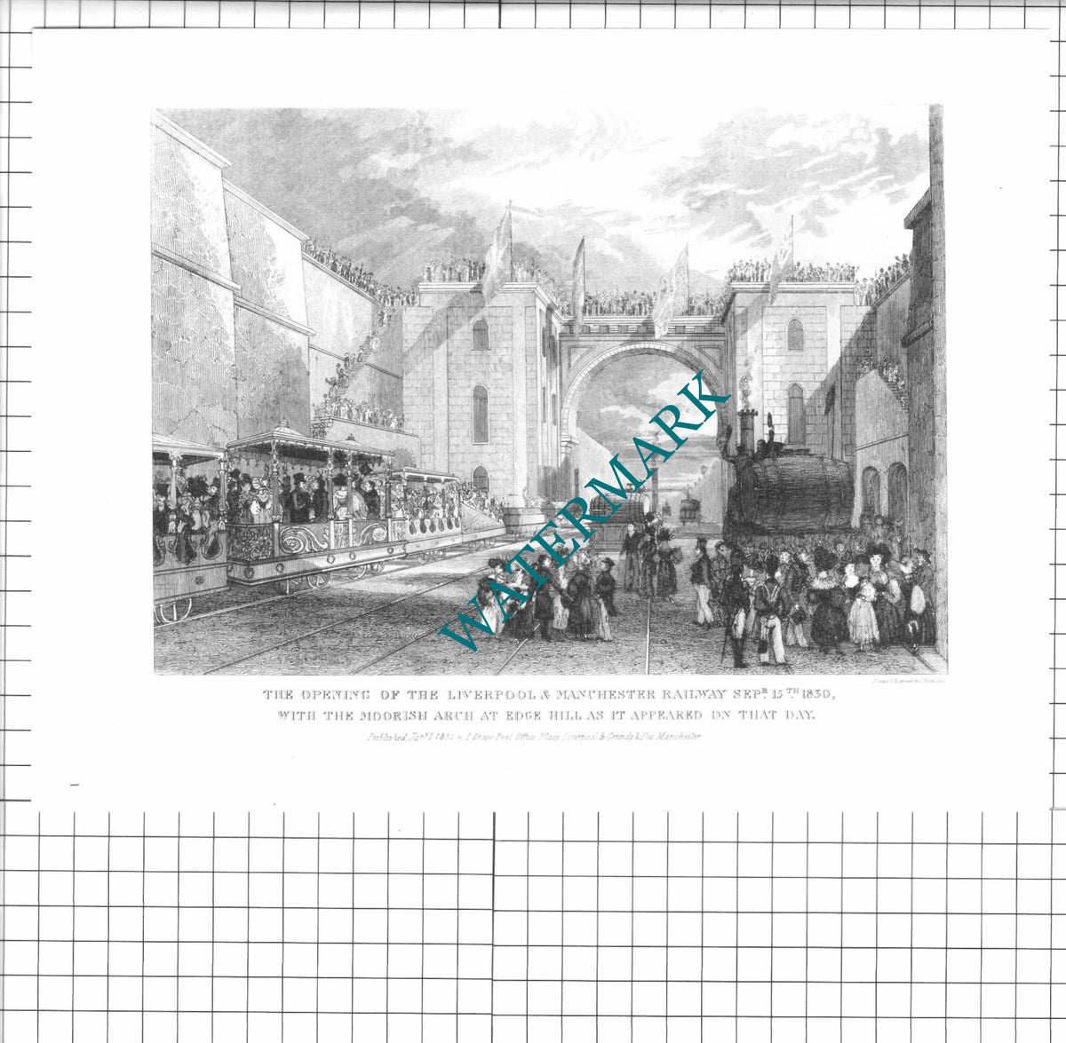 Liverpool and Manchester Railway Opening Moorish Arch - 1980 Print
