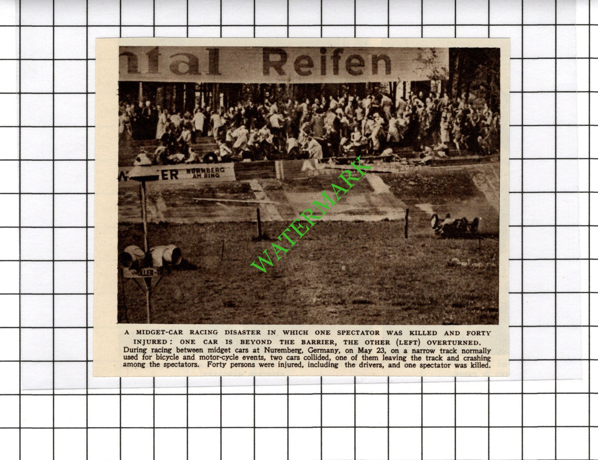 Nuremberg Germany Midget Car Racing Disaster - 1954 Small Cutting