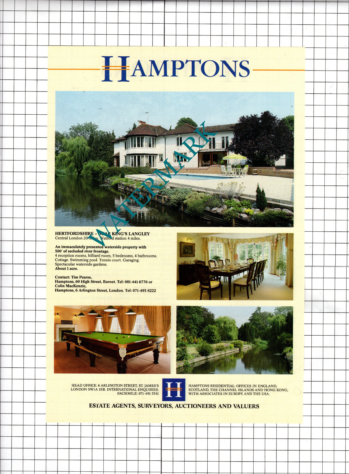 Billingshurst Sussex / King's Langley Hertfordshire -1991 House Sale Advert
