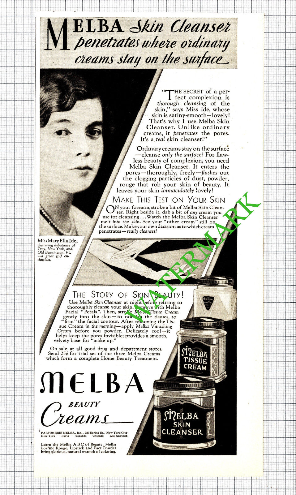 Miss Mary Ella Ide Troy New York Old Bennington USA Melba Advert - 1929 Cutting