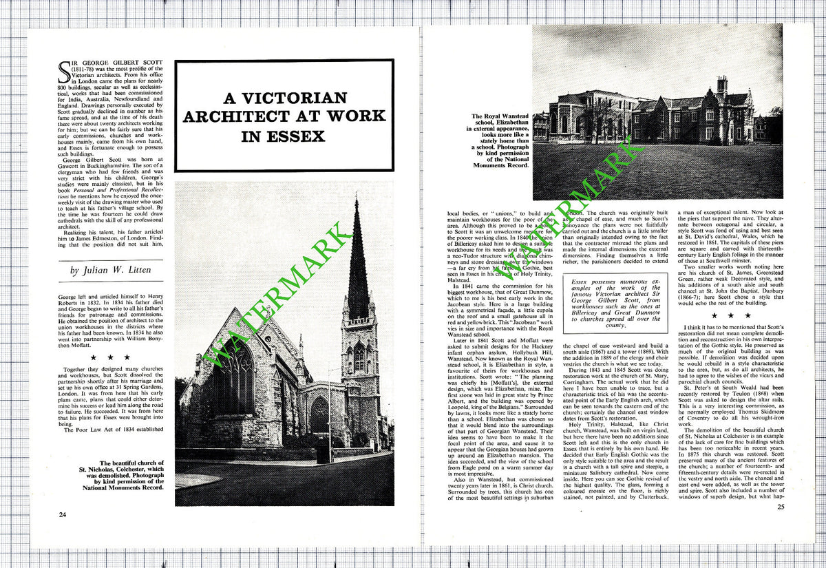 Sir George Gilbert Scott Architect - 1969 Article