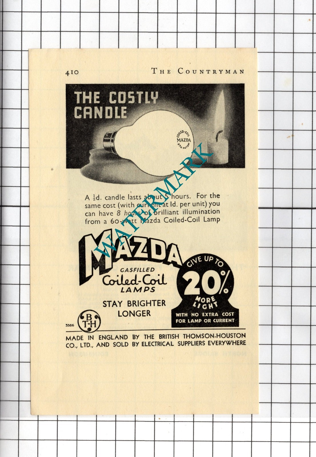 Mazda Lamp Bulb - 1936 Small Advert