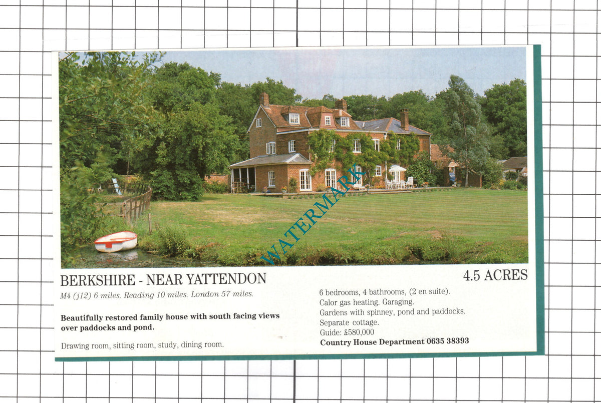 Near Yattendon Berkshire House Sale Advert - 1991 Clipping