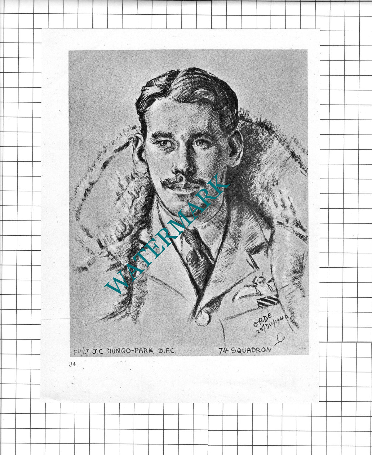 Flt Lt J C Mungo-Park / P/O R O Stevens WW2 Pilot - 1942 Book Print ( Creased! )