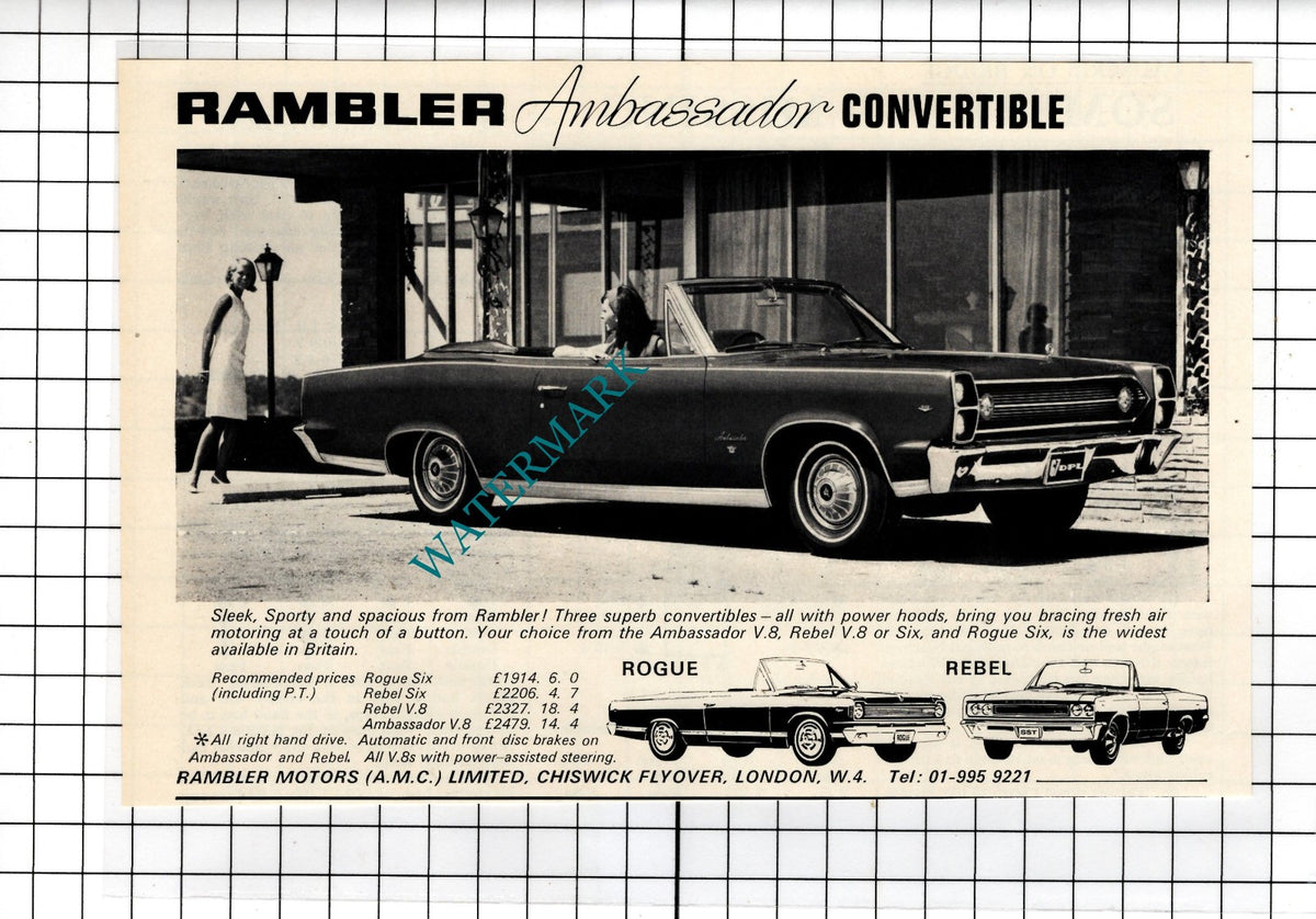 Rambler Ambassador Convertible Car Advert - 1967
