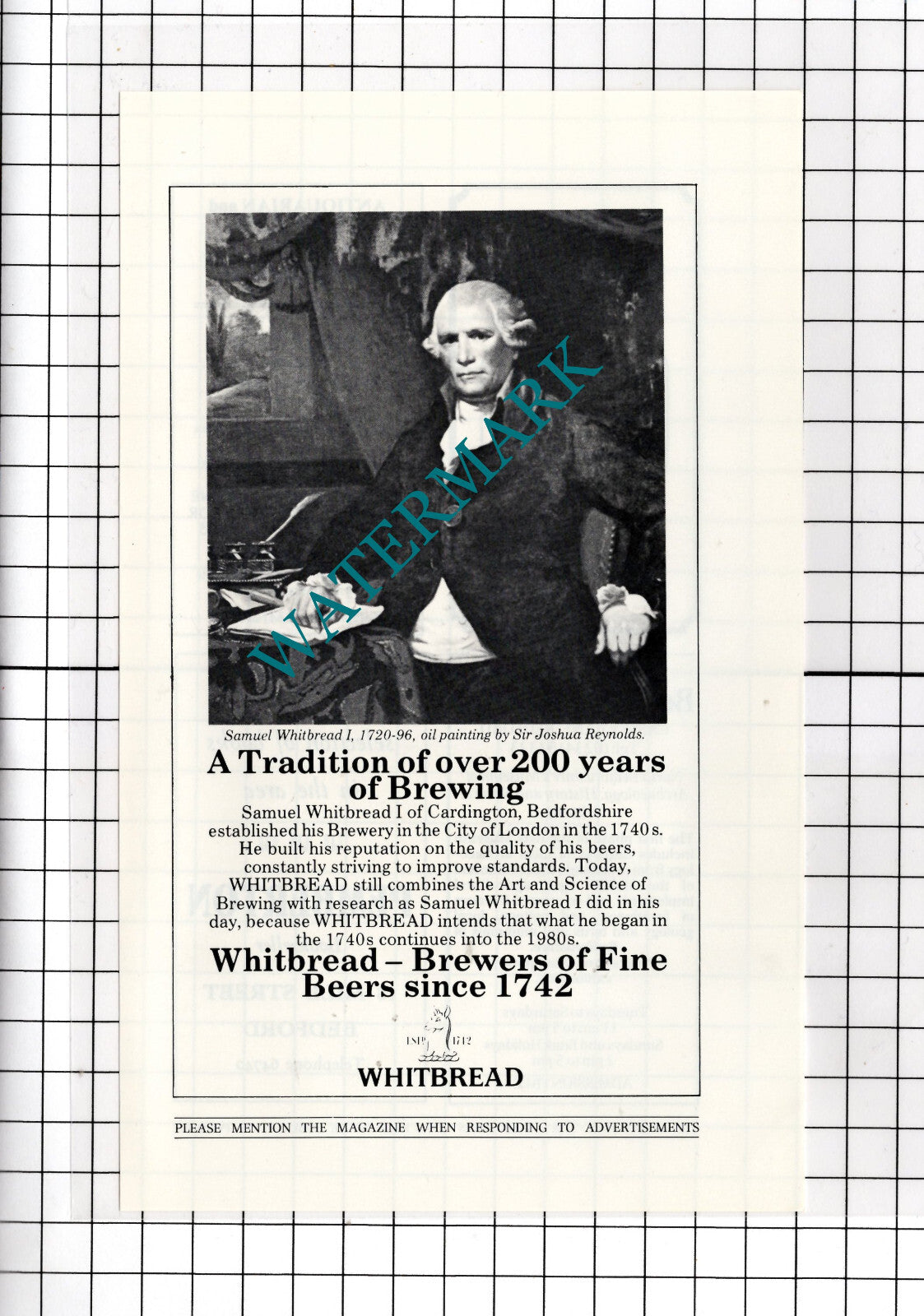Whitbread Brewery Samuel Whitbread - 1989 Advert