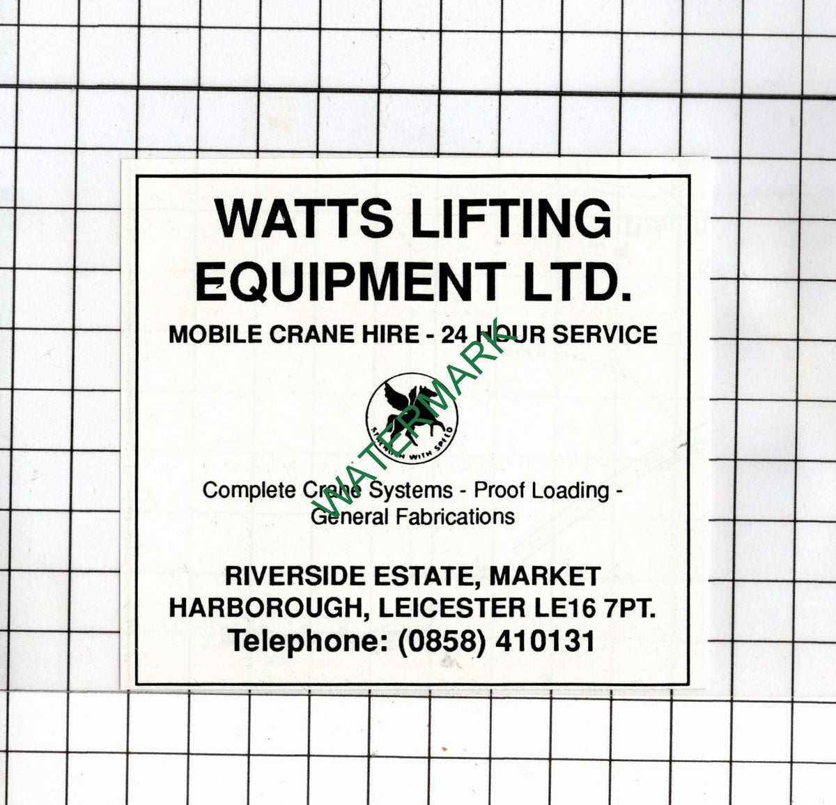 Watts Lifting Equipment Market Harborough Leicestershire - 1990 Small Advert