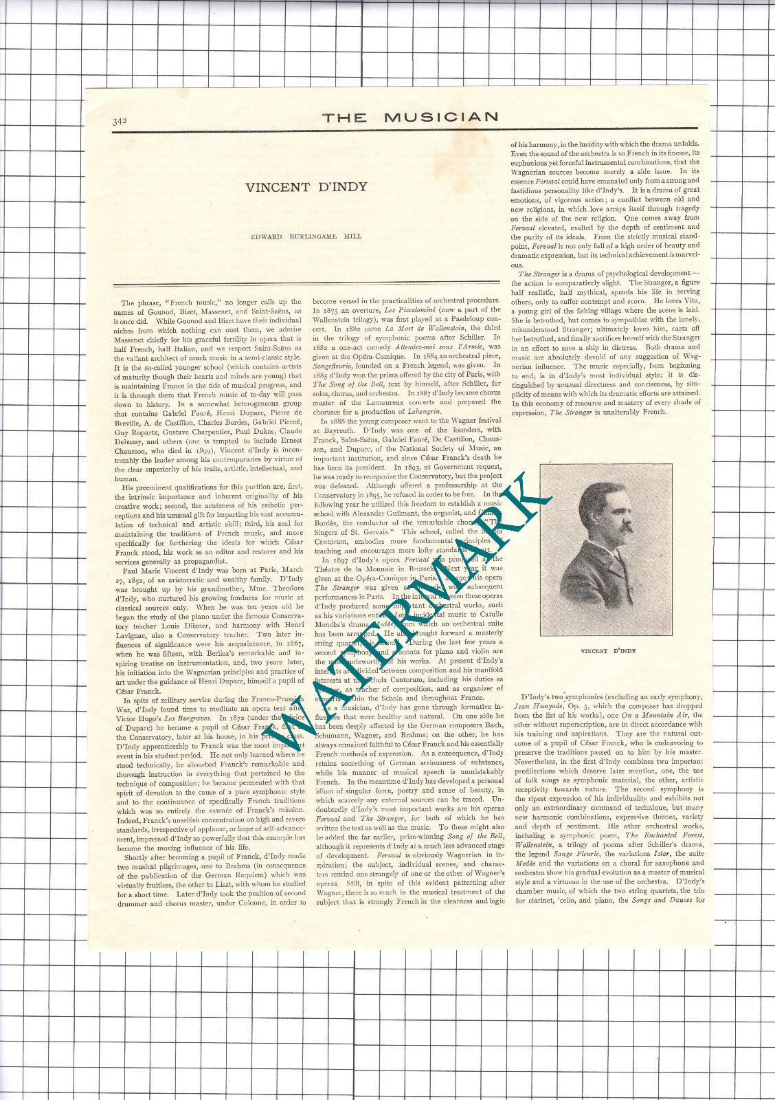 Vincent D'Indy Edward Burlingame Hill - 1906 Article