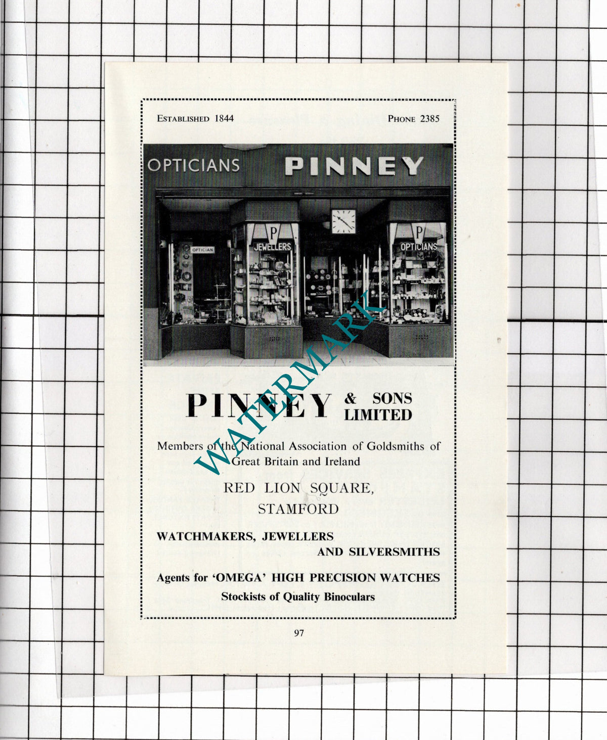 Pinney & Sons Ltd Opticians Stamford Lincolnshire Advert - 1966 Clipping