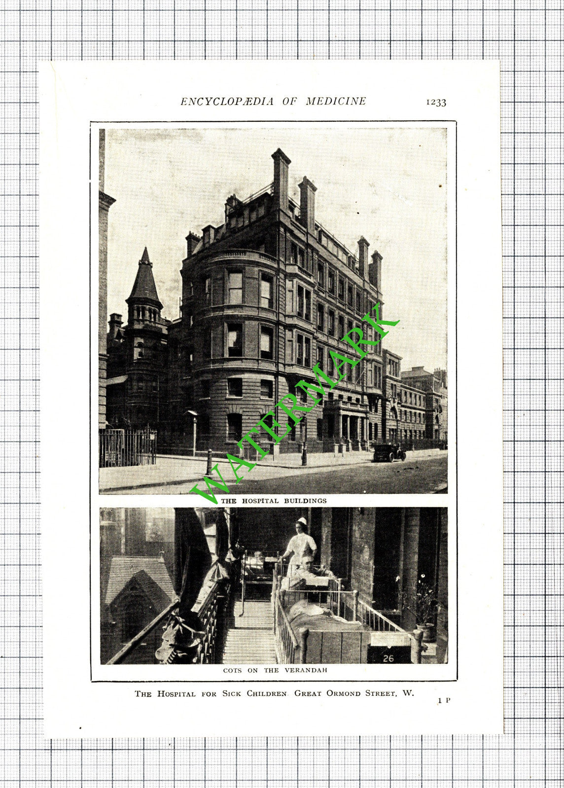 Hospital For Sick Children Great Ormond Street London - 1914 Cutting / Print