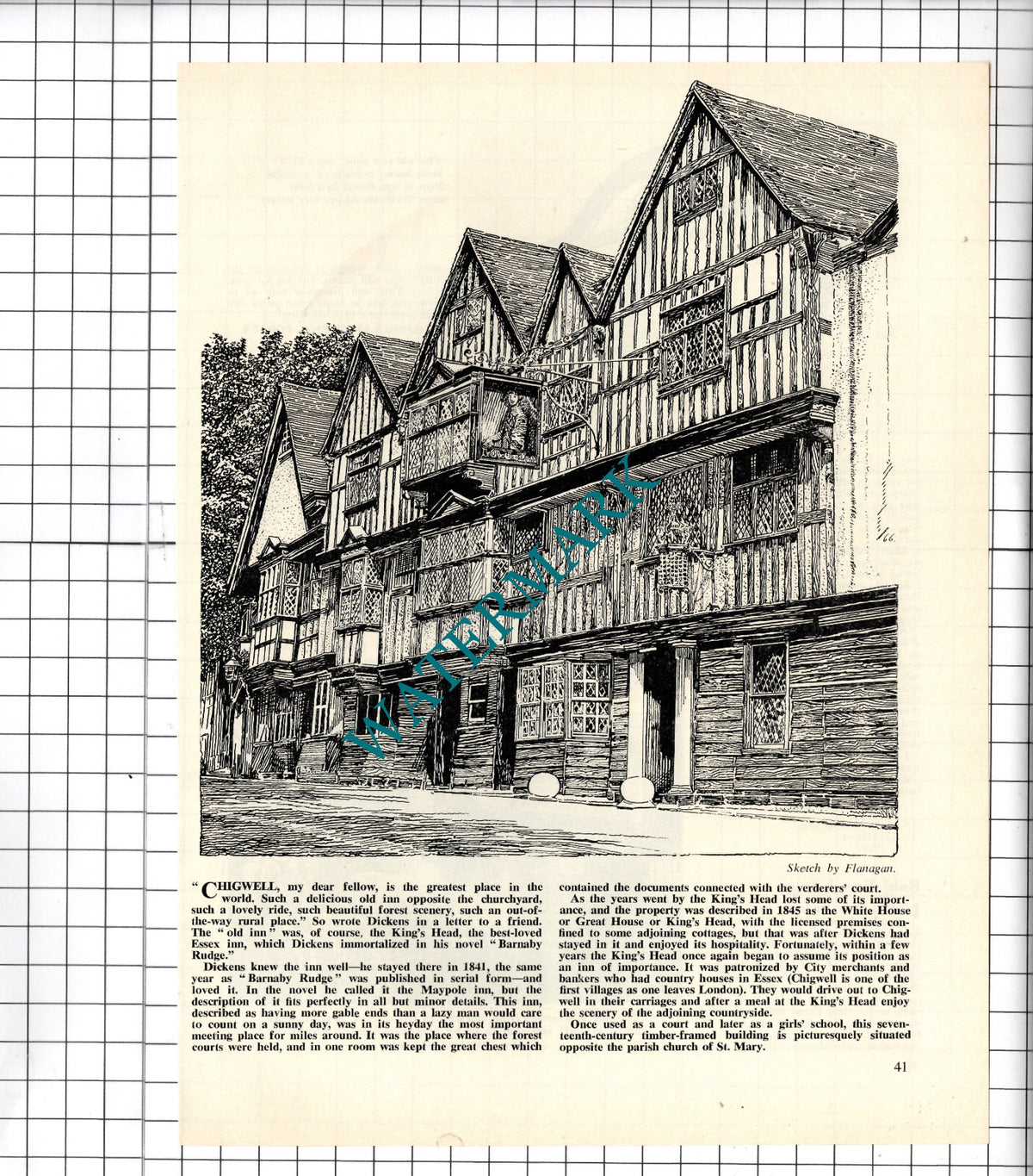 King's Head Chigwell Essex - 1968 Cutting