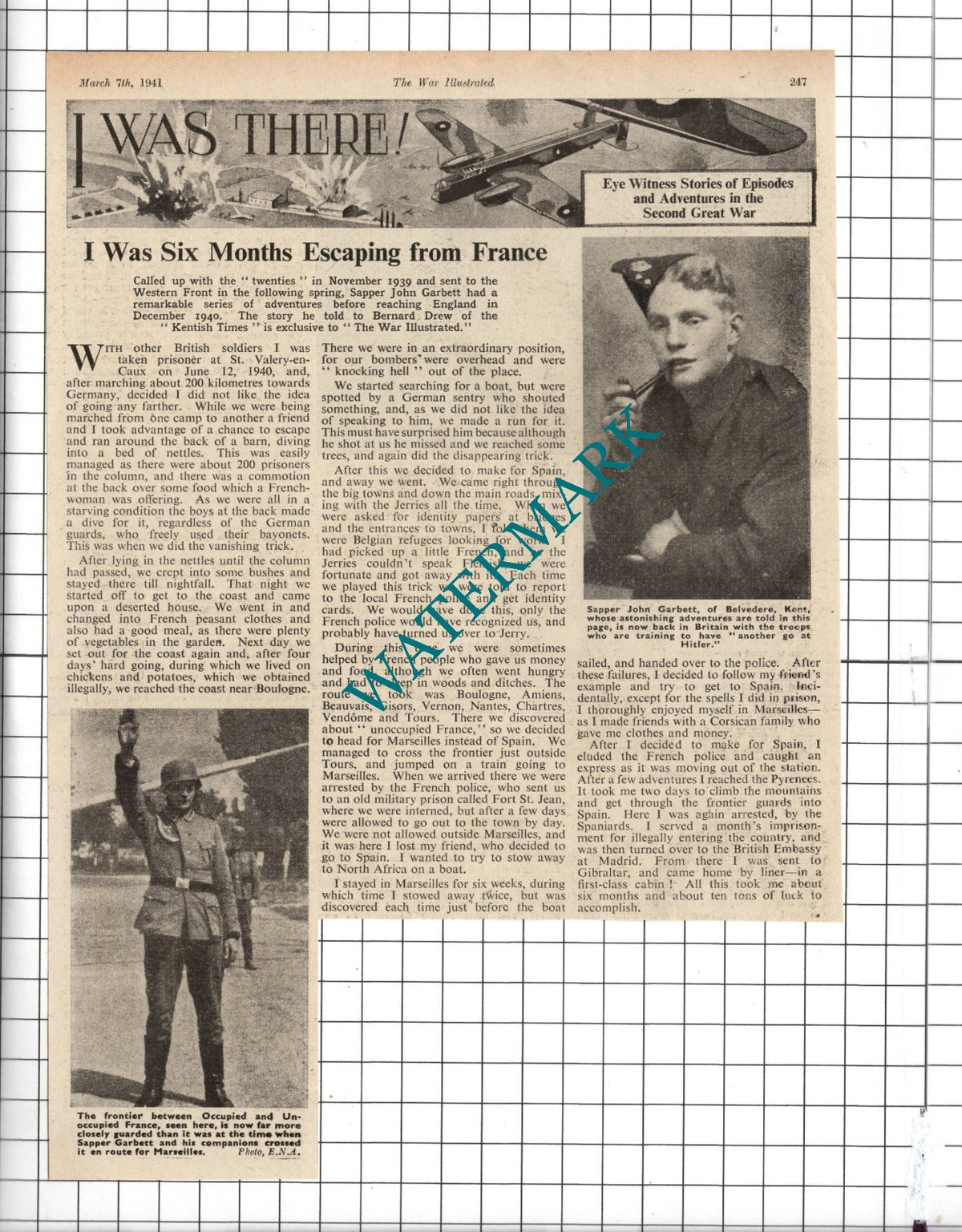 Sapper John Garbett Belvedere Kent WW2 - 1941 News Clipping