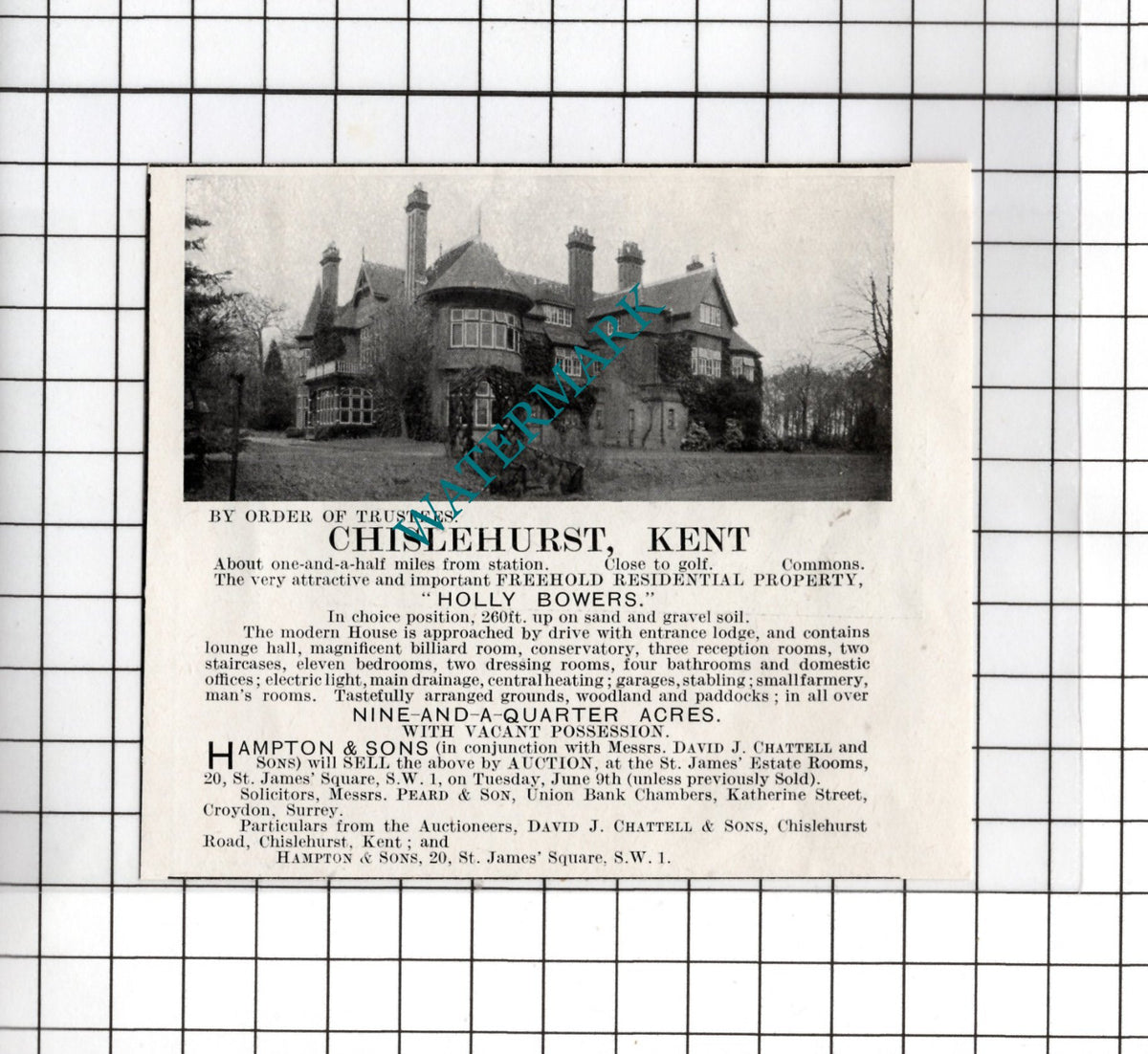 Holly Bowers Chislehurst Kent - 1925 Small House Sale Advert