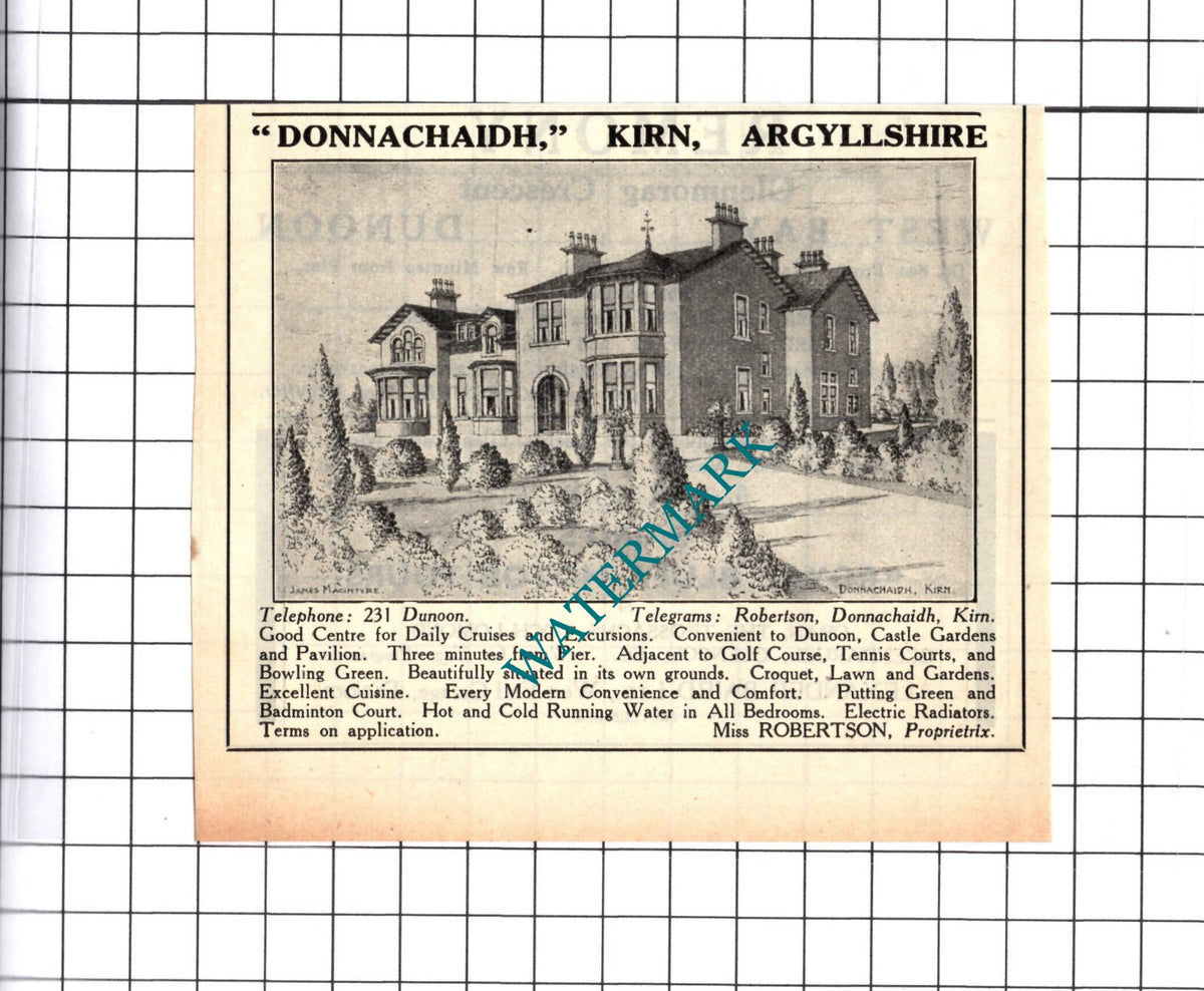 Donnachaidh Kirn Ayrshire Robertson Small Advert - 1939 Cutting