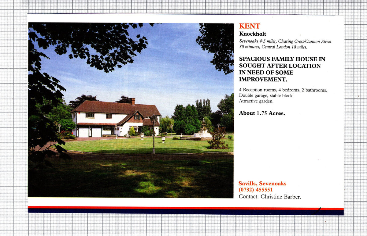 Knockholt Kent House Sale Advert - 1991 Cutting