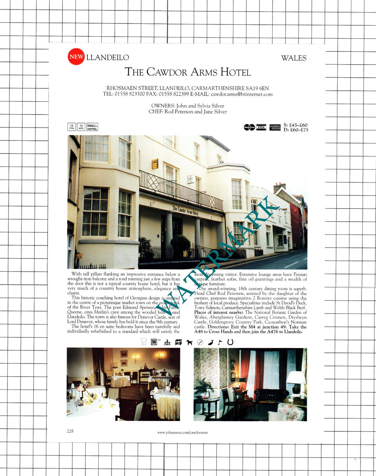 Plas Dolmelynllyn Dolgellau / Cawdor Arms Hotel Llandeilo Wales -2001 Cutting