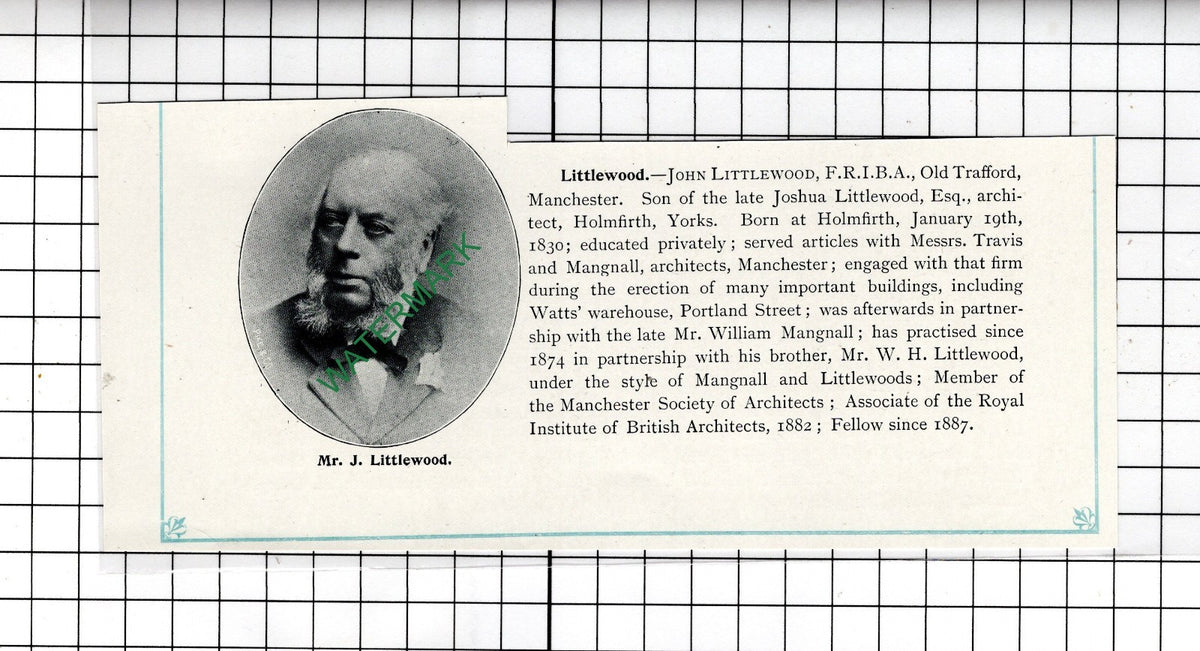 Mr John Littlewood Holmfirth Yorkshire - c.1905 Clipping