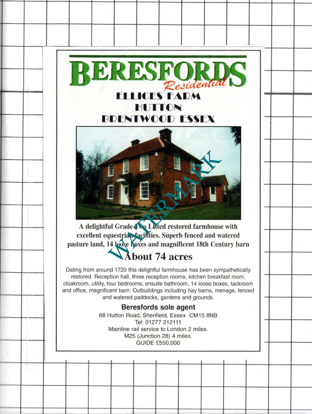 Ellices Farm Hutton Brentwood Essex Sale Advert - 1996 Clipping / Print
