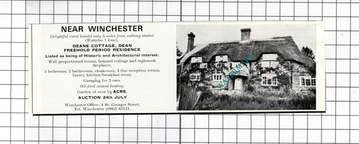 Deane Cottage Dean Winchester Hampshire House Sale Advert - 1972