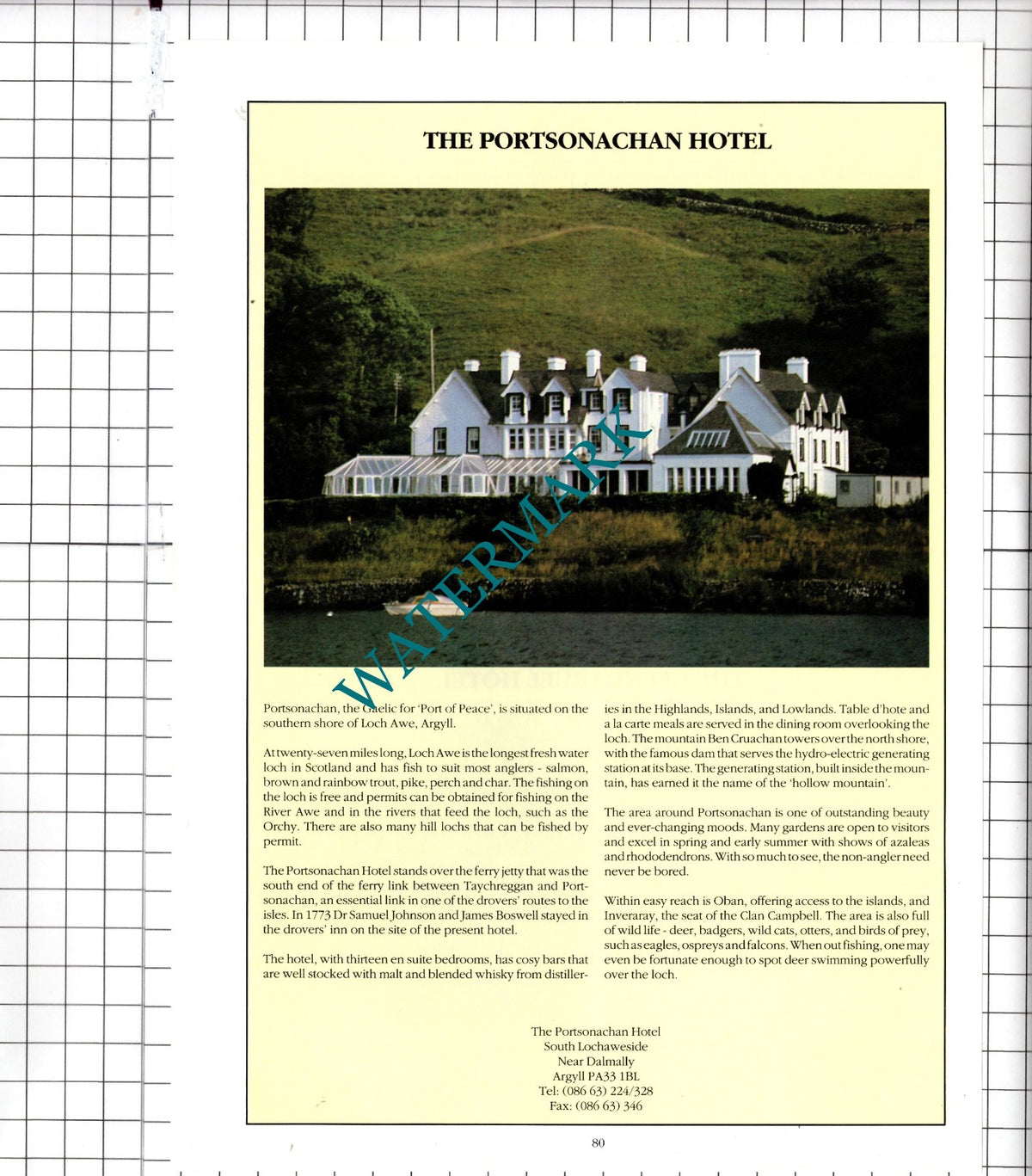The Portsonachan Hotel South Lochaweside Dalmally Argyll - 1991 Advert