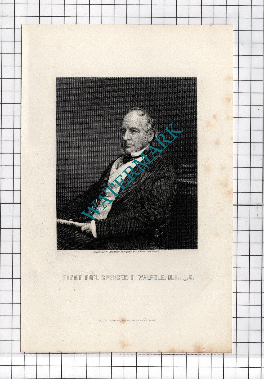 The Right Hon Spencer H Walpole - 1881 Print