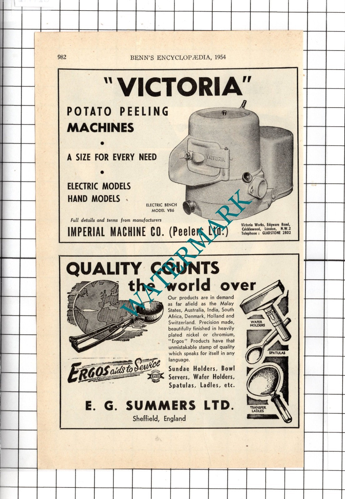 Medcalfe & Co (1950) Ltd London / E G Summers Ltd Sheffield - 1954 Advert