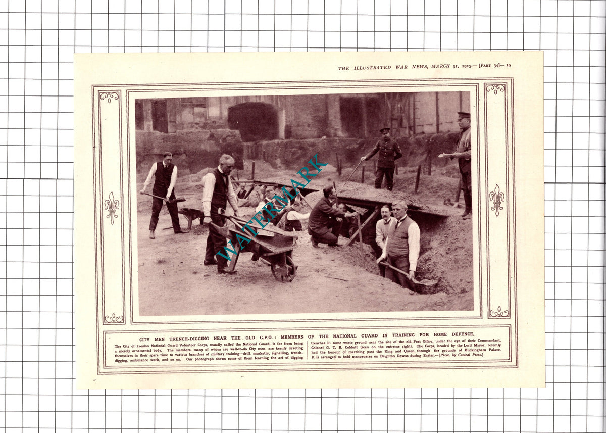 Col GTB Cobbett City Of London National Guard WW1 - 1915 Clipping / Print