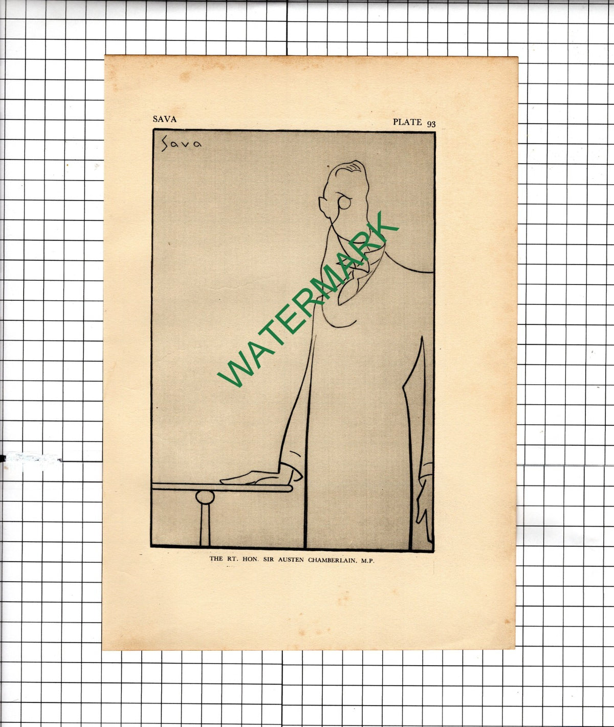 The Right Hon Sir Austen Chamberlain Sava Caricature 1928 Illustration / Print