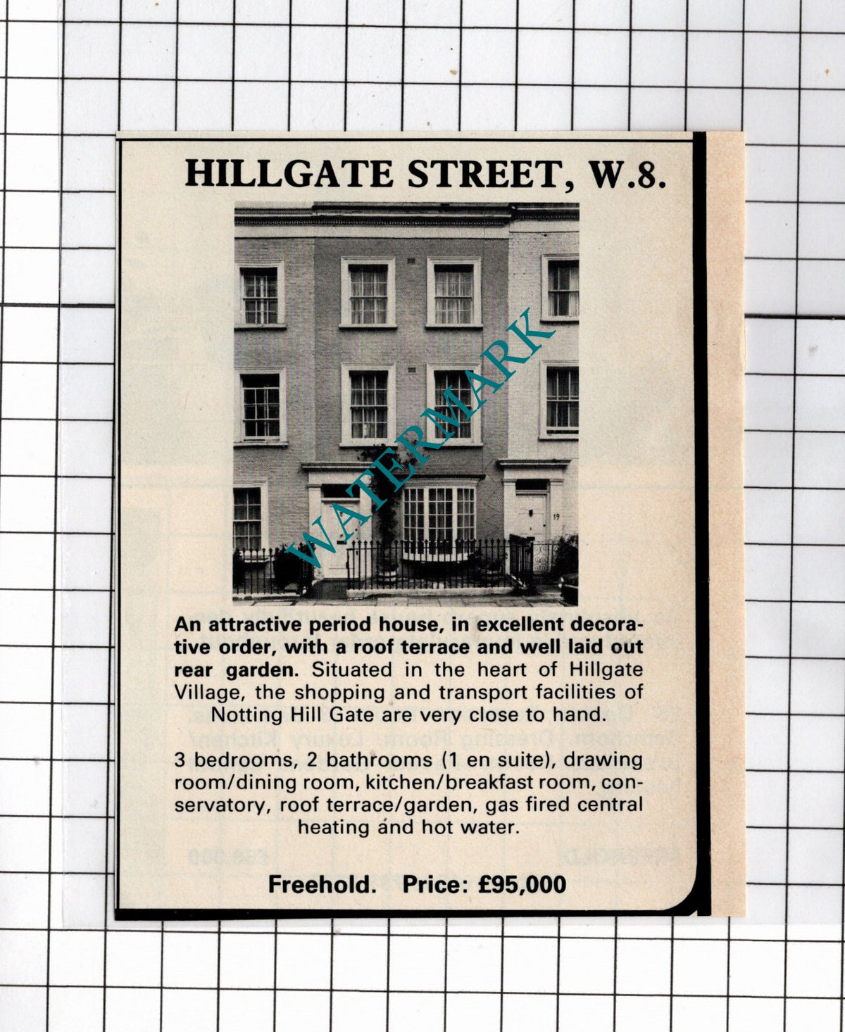Hillgate Street Hillgate Village London W8 House Sale Advert - 1980 Clipping