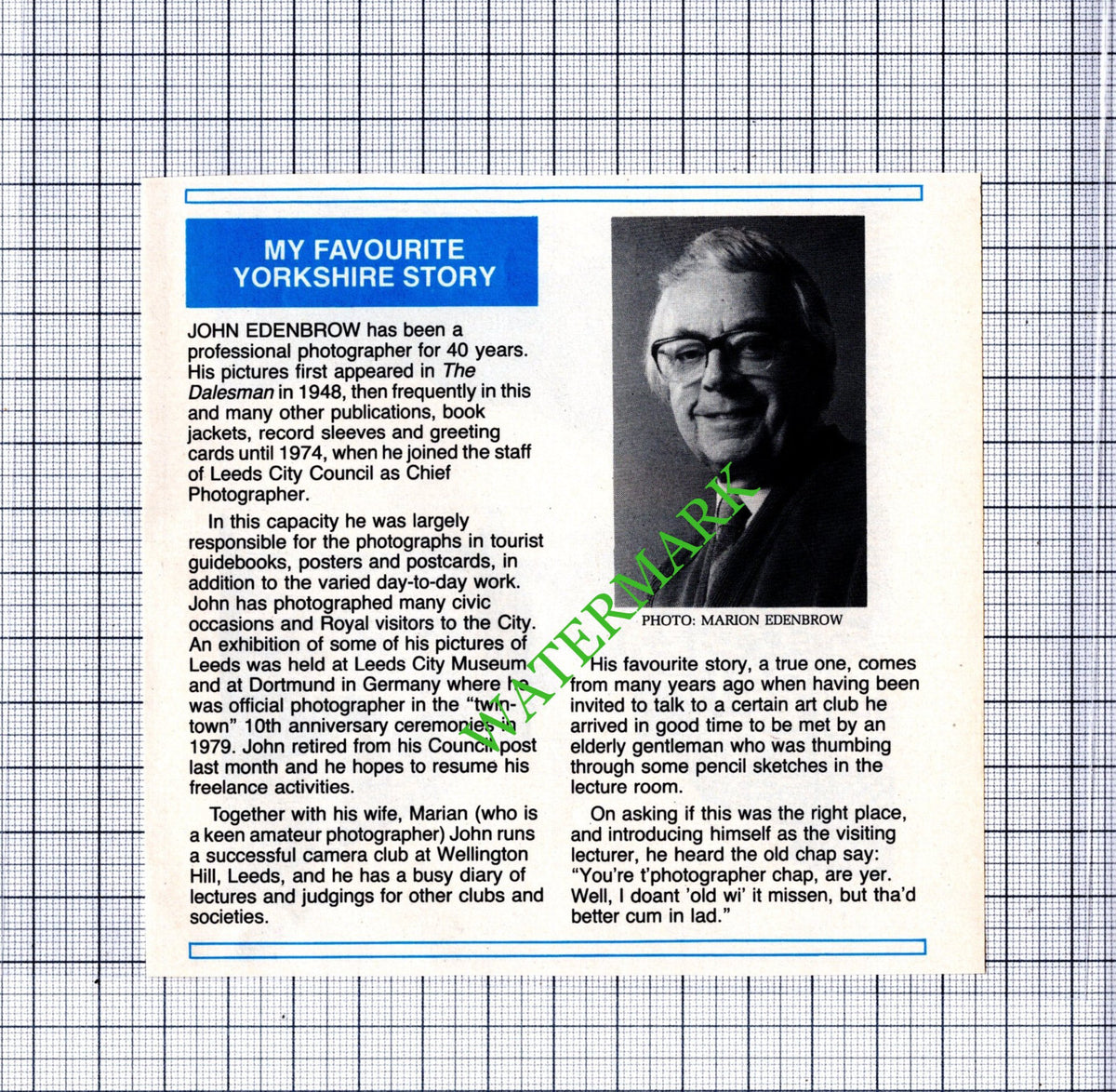 John Edenbrow Photographer - 1986 Cutting