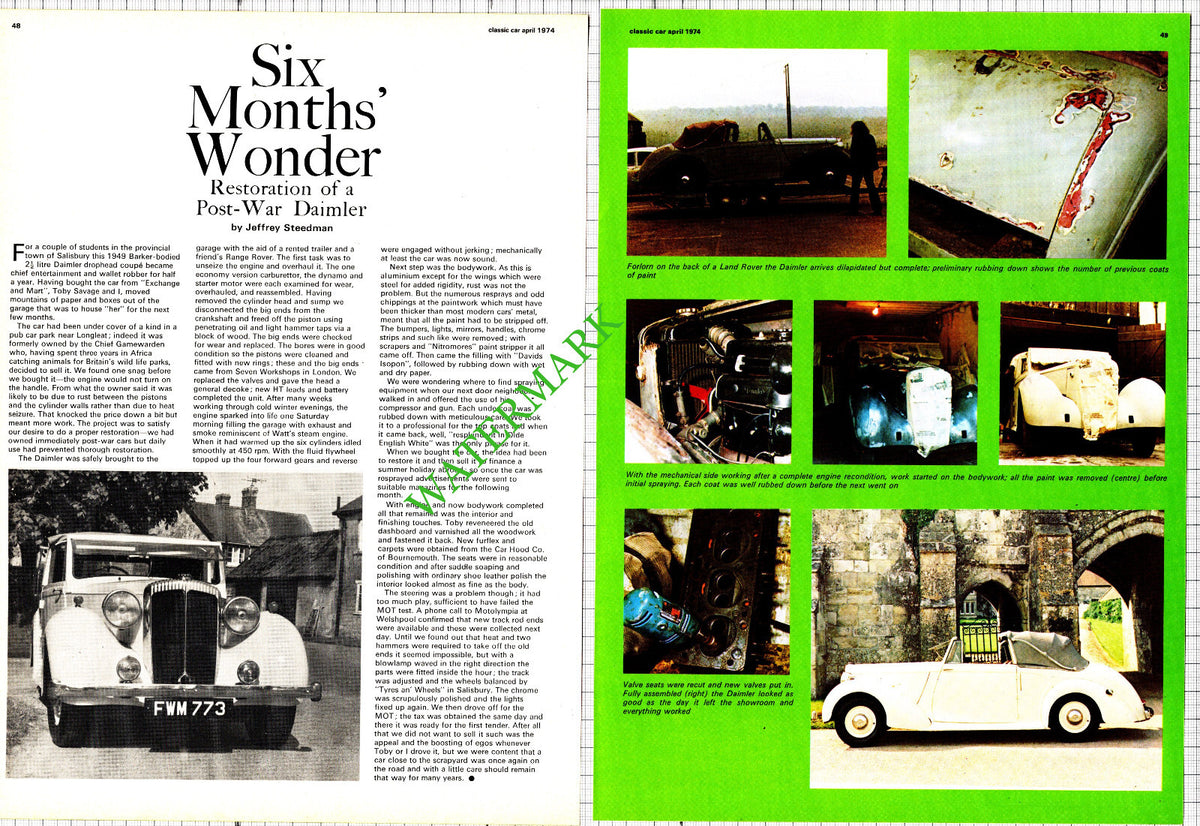 Toby Savage Jeffrey Steedman Salisbury Wiltshire Daimler - 1974 Article