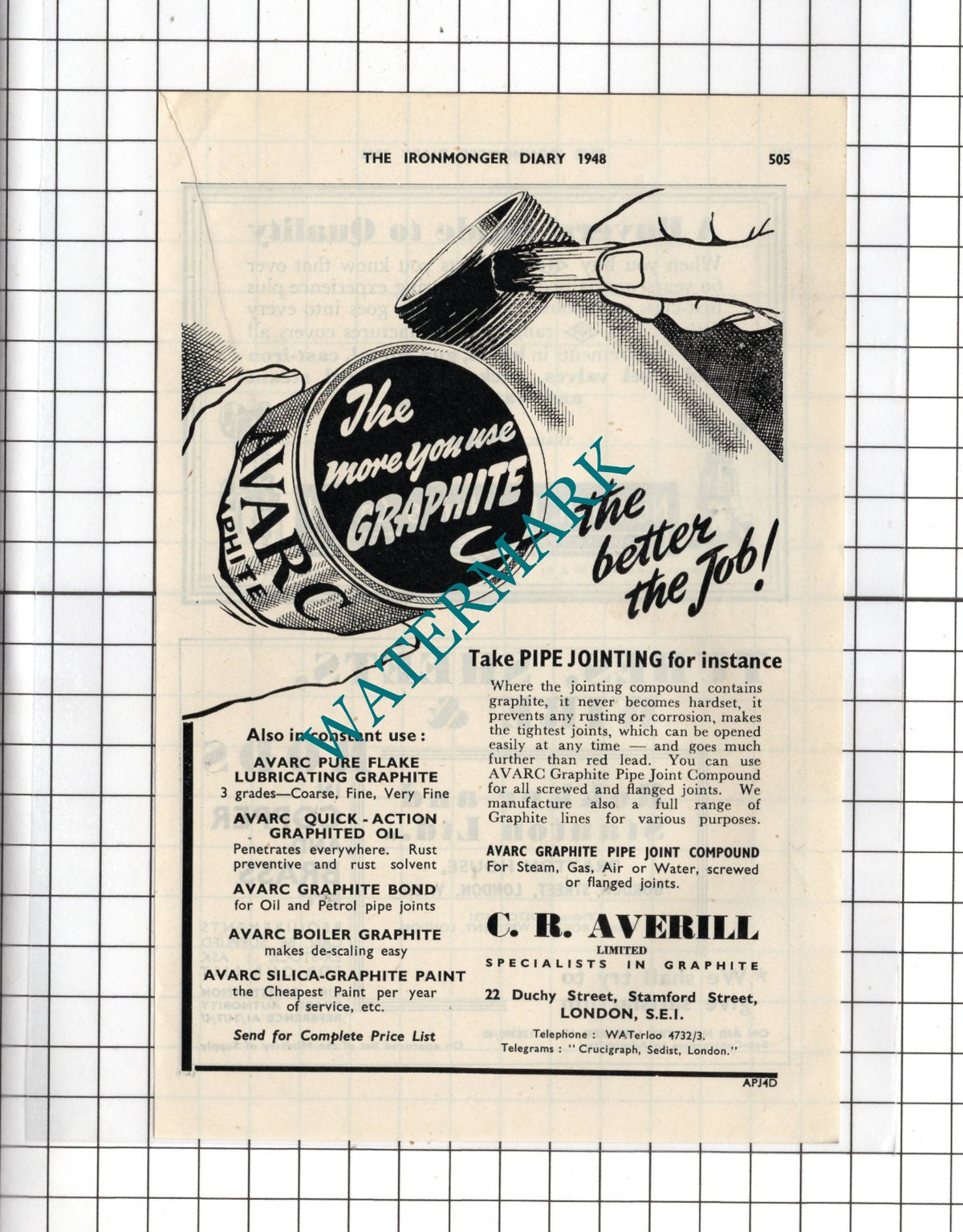C R Averill Ltd London Graphite - 1948 Advert