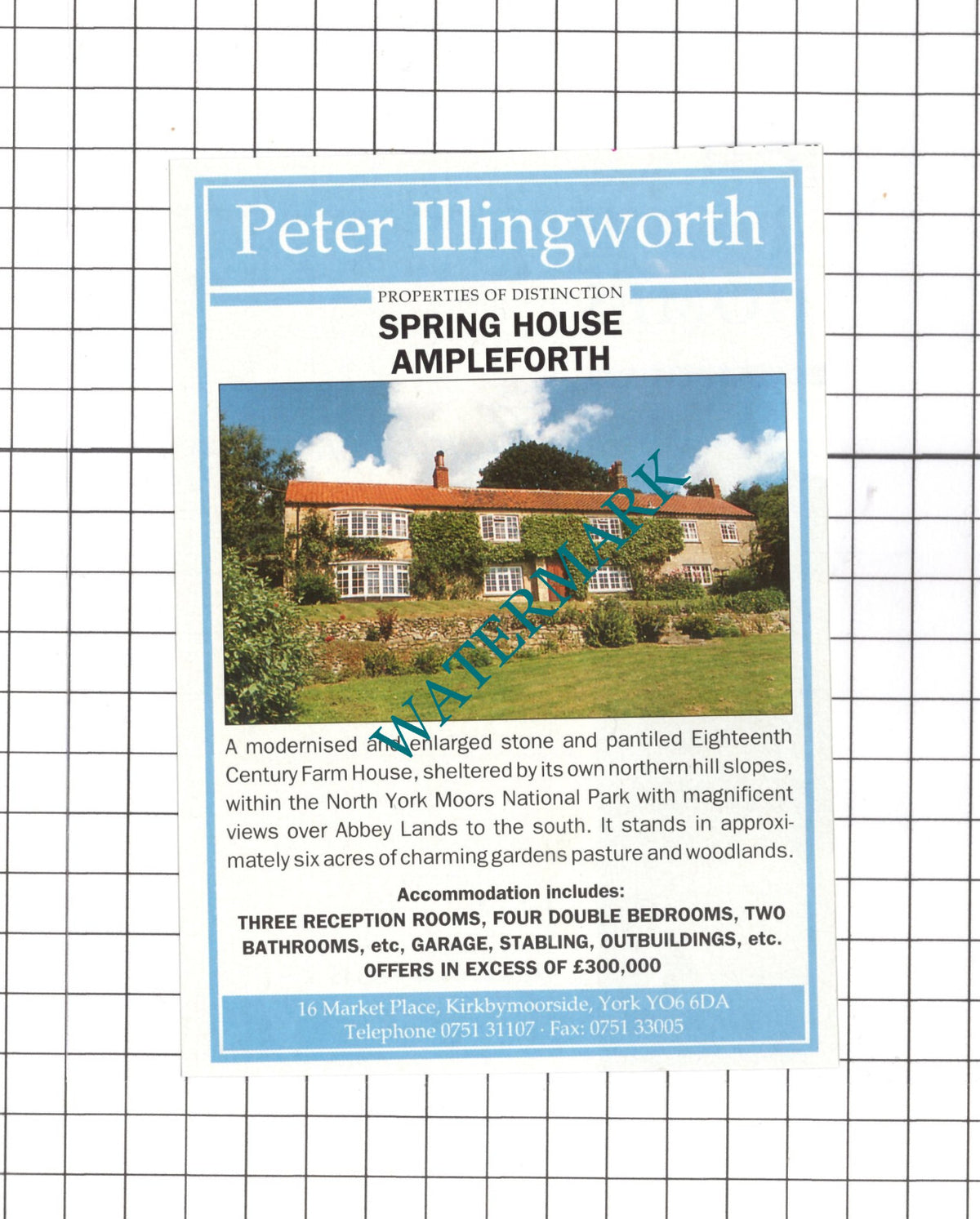 Spring House Ampleforth Yorkshire House Sale Advert - 1991 Clipping