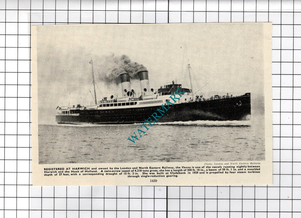 London and North Eastern Railway Ship VIENNA - c.1940s Small Cutting
