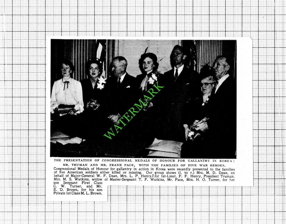 Korea Heroes Dean Henry Watkins Turner Brown - 1951 Small Cutting