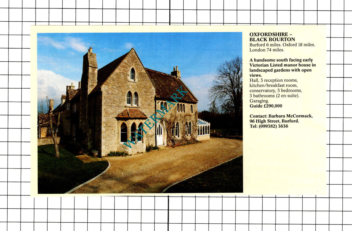 Black Bourton Oxfordshire House Sale Advert - 1991 Clipping / Print