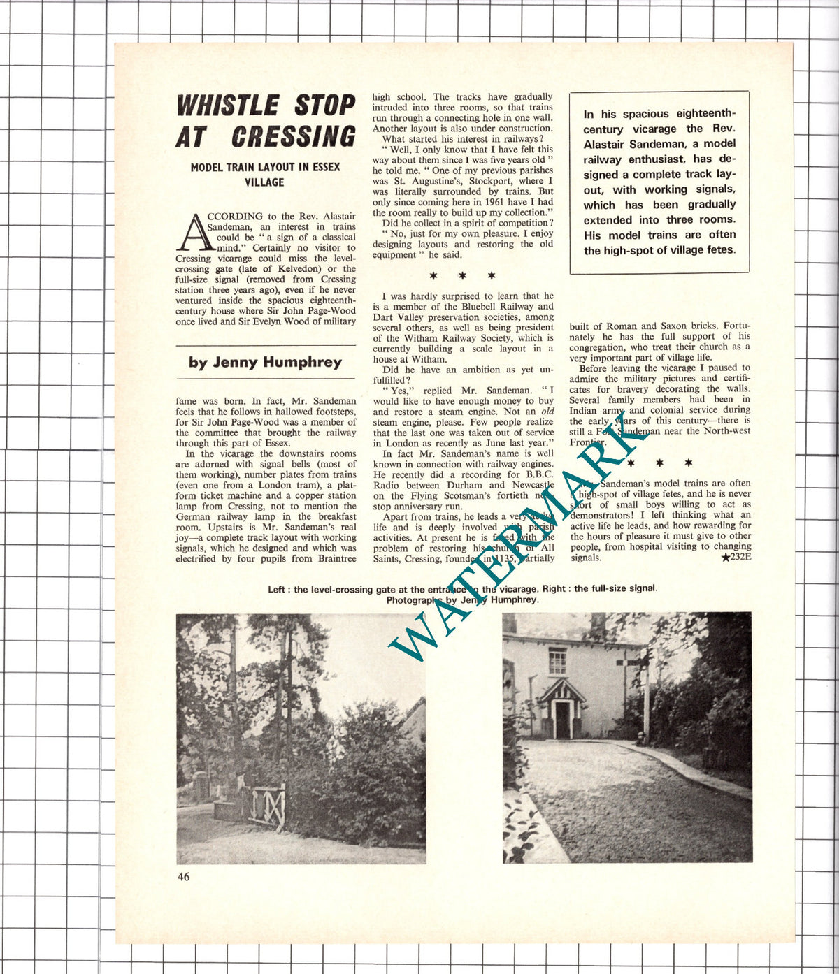 Rev Alastair Sandeman Cressing Essex Model Trains - 1972 Article / Print