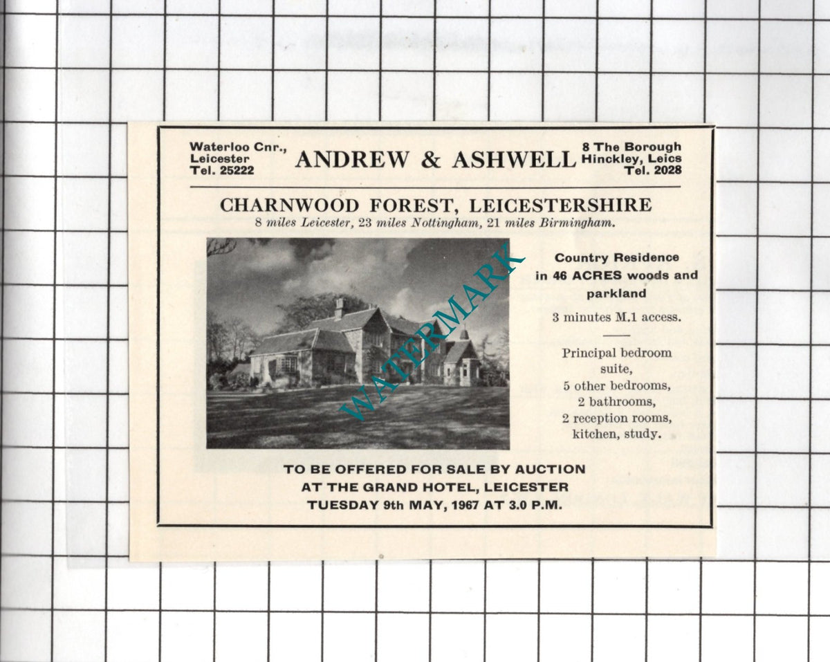 Charnwood Forest Leicestershire SMALL House Sale Advert- 1967
