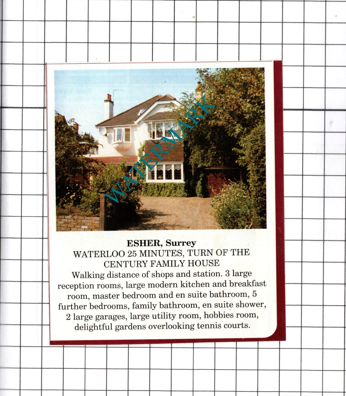 Esher Surrey House Sale Advert - 1991 Clipping