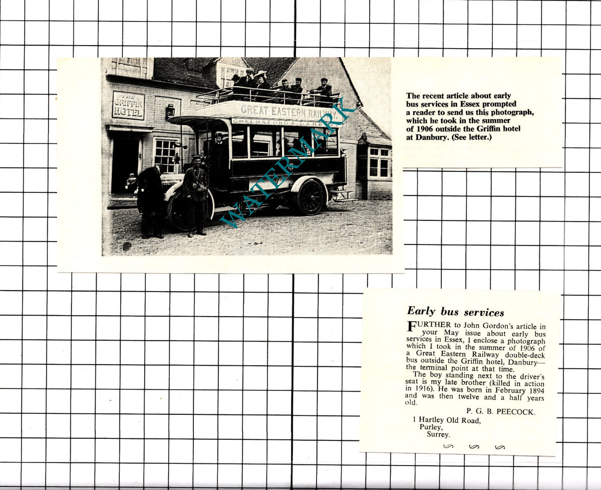 Great Eastern Railway Bus Service Griffin Hotel Danbury Essex - 1968 Clipping