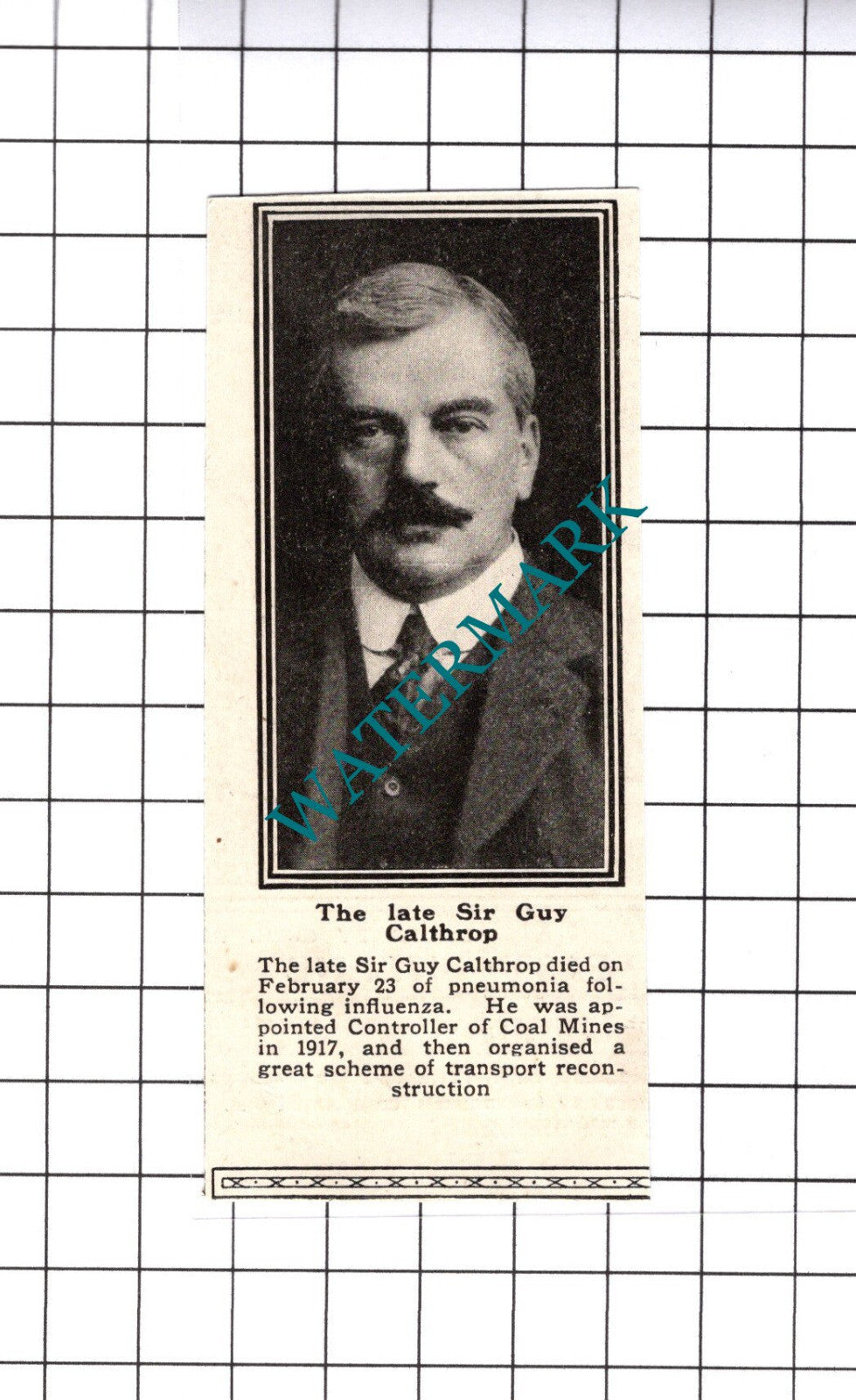 Sir Guy Calthrop Obituary - 1919 SMALL Cutting