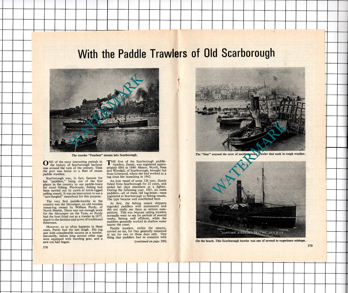 The Paddle Trawlers Of Old Scarborough Yorkshire - 1974 Pullout Cutting