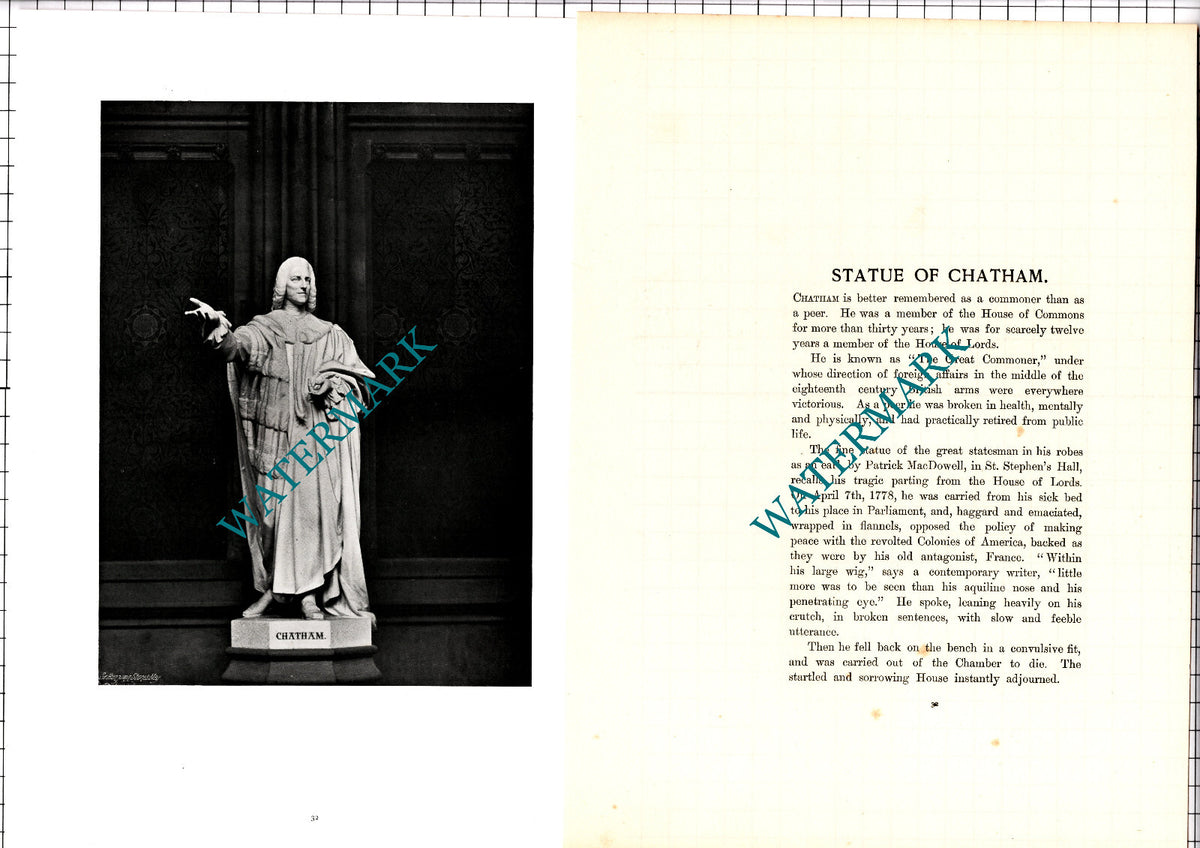 Statue Of Chatham House Of Lords Patrick Macdowell - c.1904 Article / Print