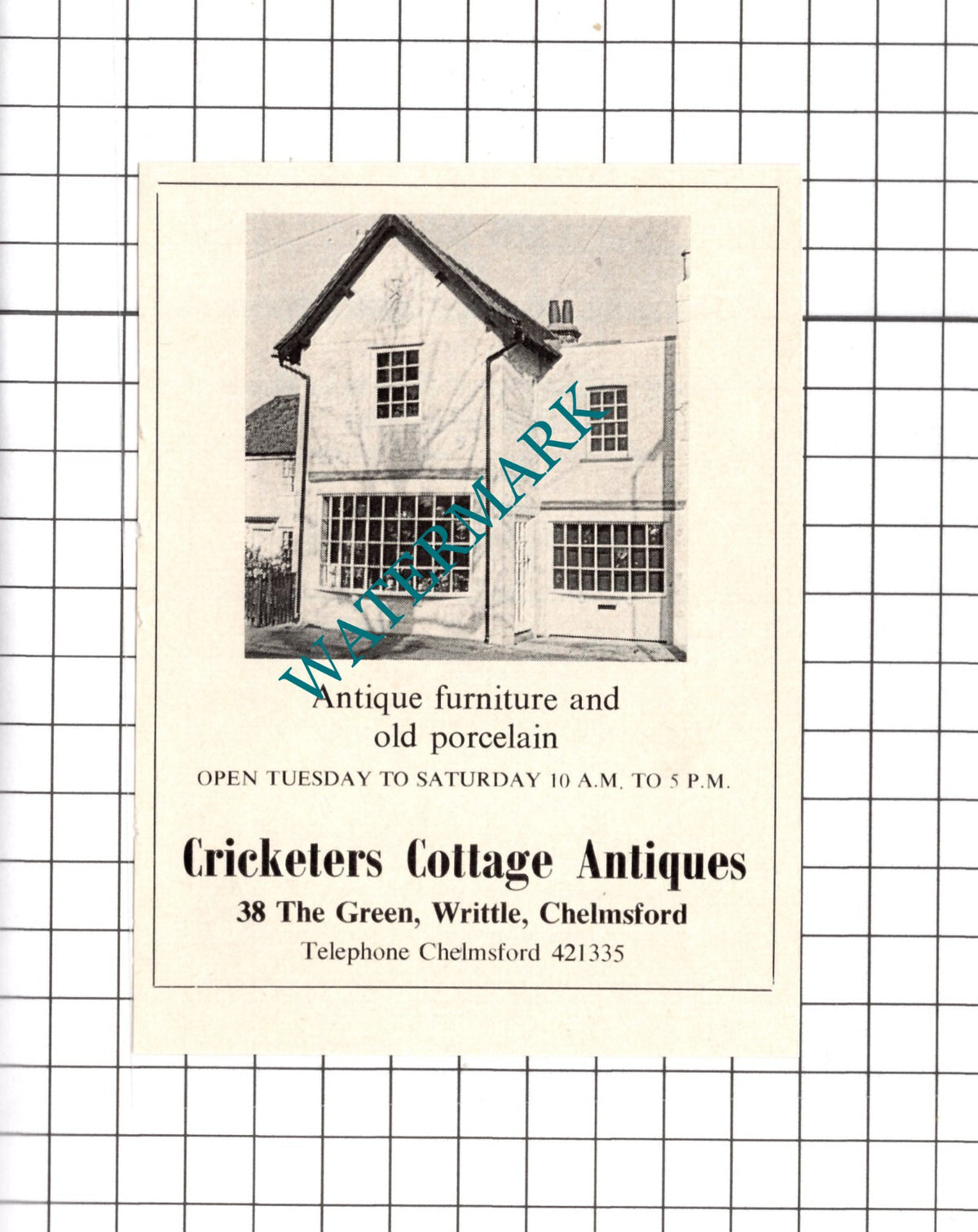 Cricketers Cottage Antiques Writtle Essex Advert - 1972 Clipping