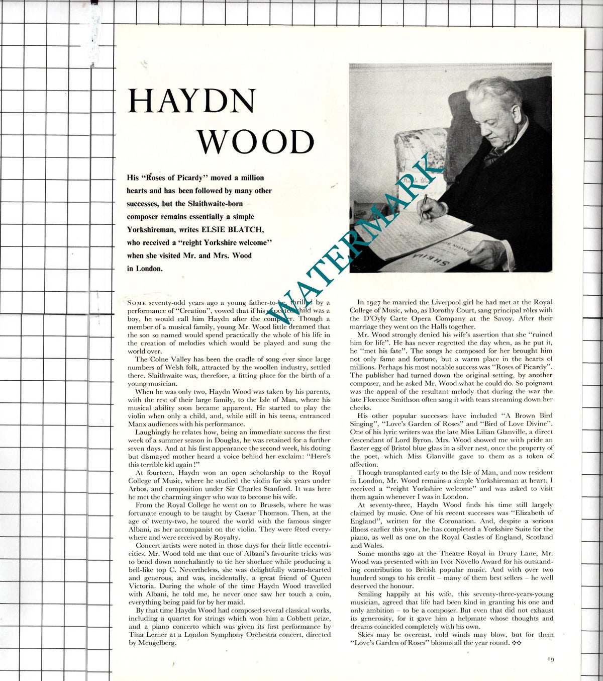Haydn Wood Composer - 1956 Article