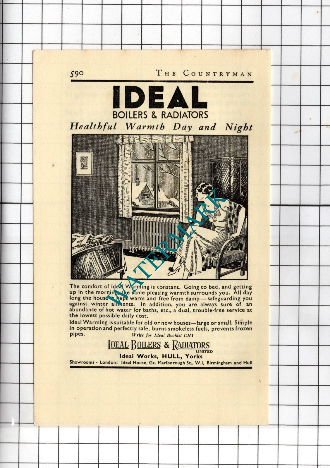 Ideal Boilers & Radiators Ideal Works Hull Yorkshire - 1936 Small Advert