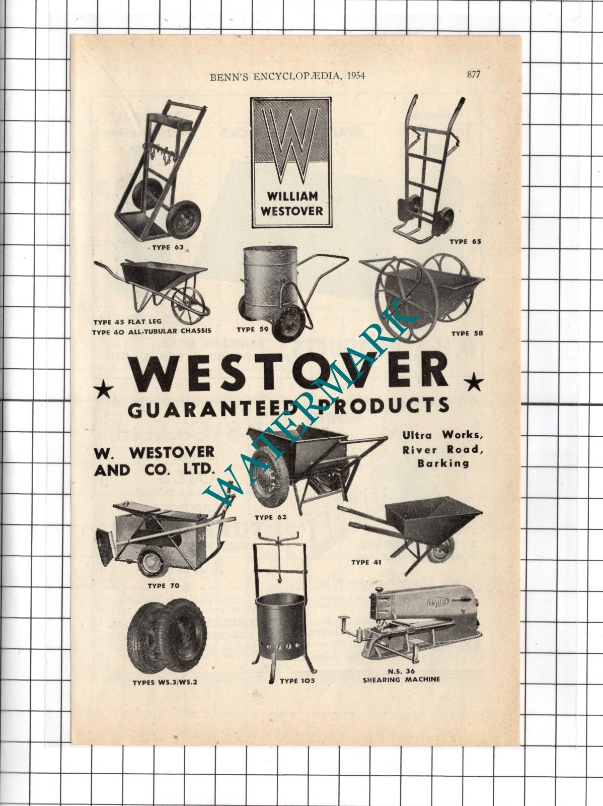 W Westover and Co Ltd Ultra Works Barking London - 1954 Advert