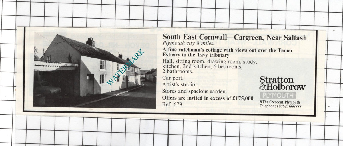 Cargreen Cornwall - 1989 Small House Sale Advert
